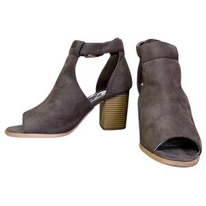 Christian Lacroix Peep Toe Brown Suede Booties | Women's Size 7.5 👢✨